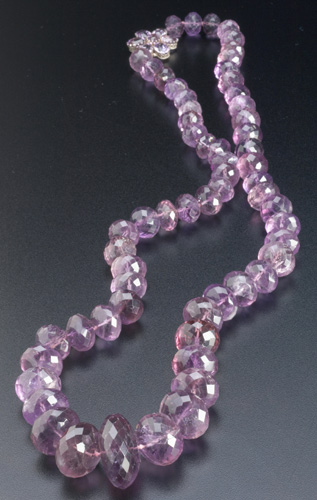 Appraisal: Massive faceted gem amethyst bead necklace sixty-one beads antique floriform