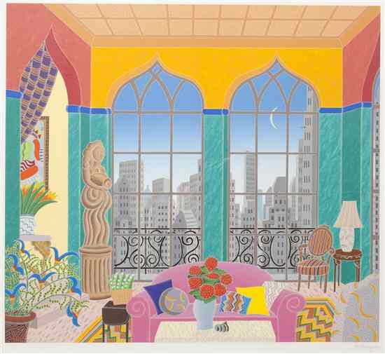 Appraisal: Thomas McKnight American b Living Room I serigraph edition signed