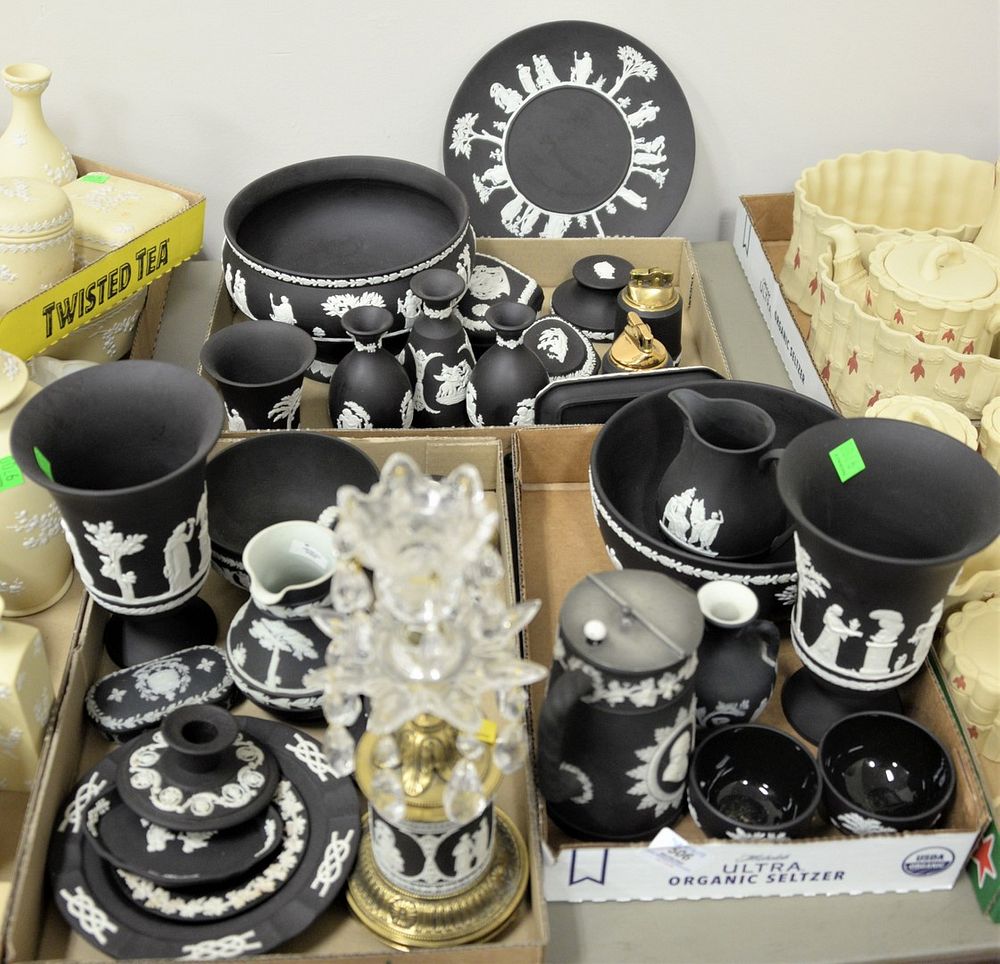 Appraisal: Three Tray Lots of black and white Wedgwood Jasperware to