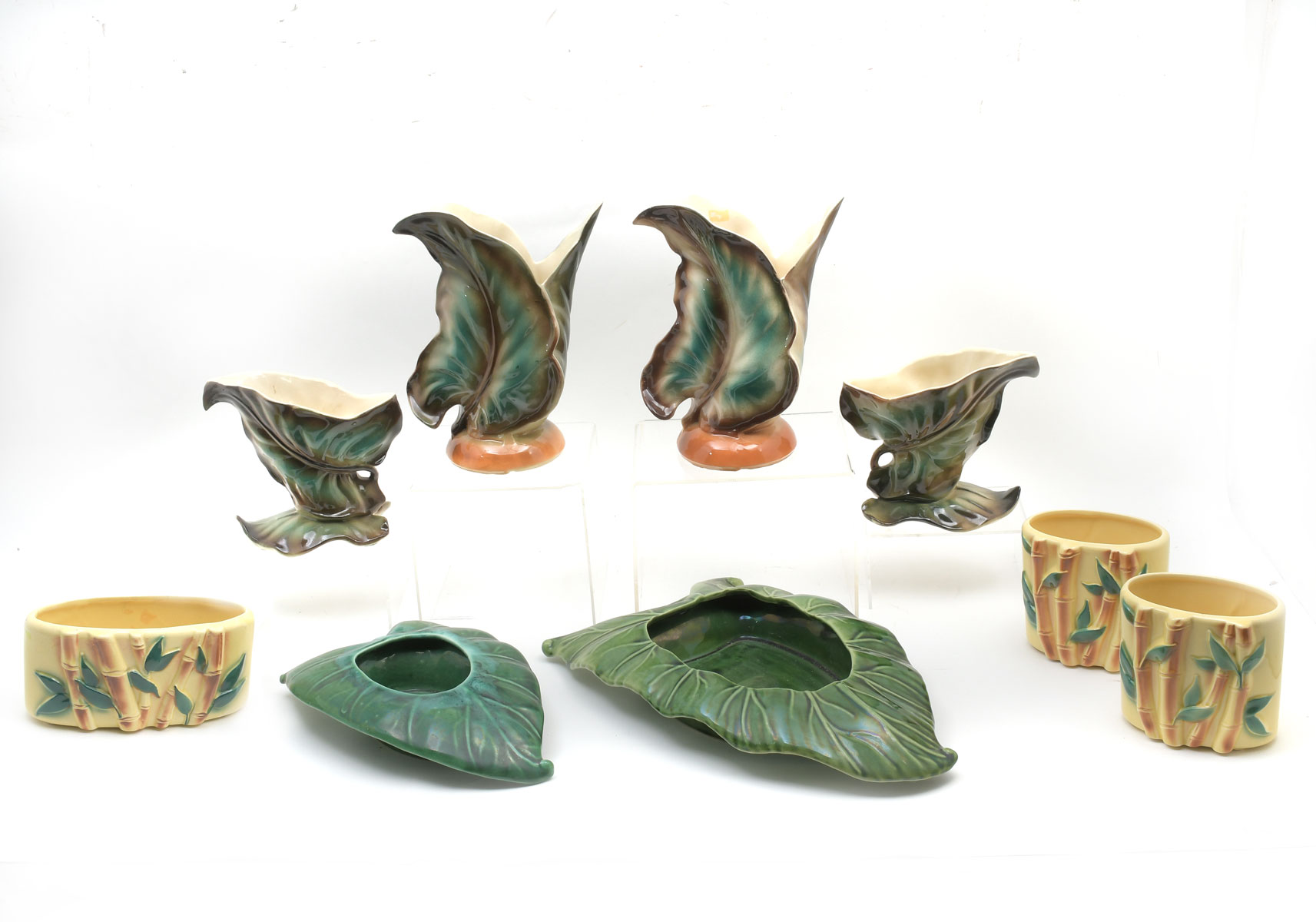 Appraisal: PC ROYAL HICKMAN AND HULA HULA POTTERY VASES Comprising -