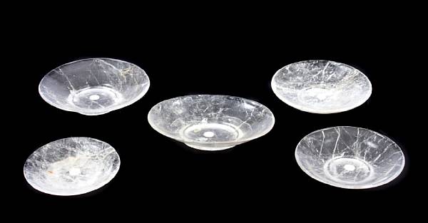 Appraisal: A group of five rock crystal dishes comprising one oval