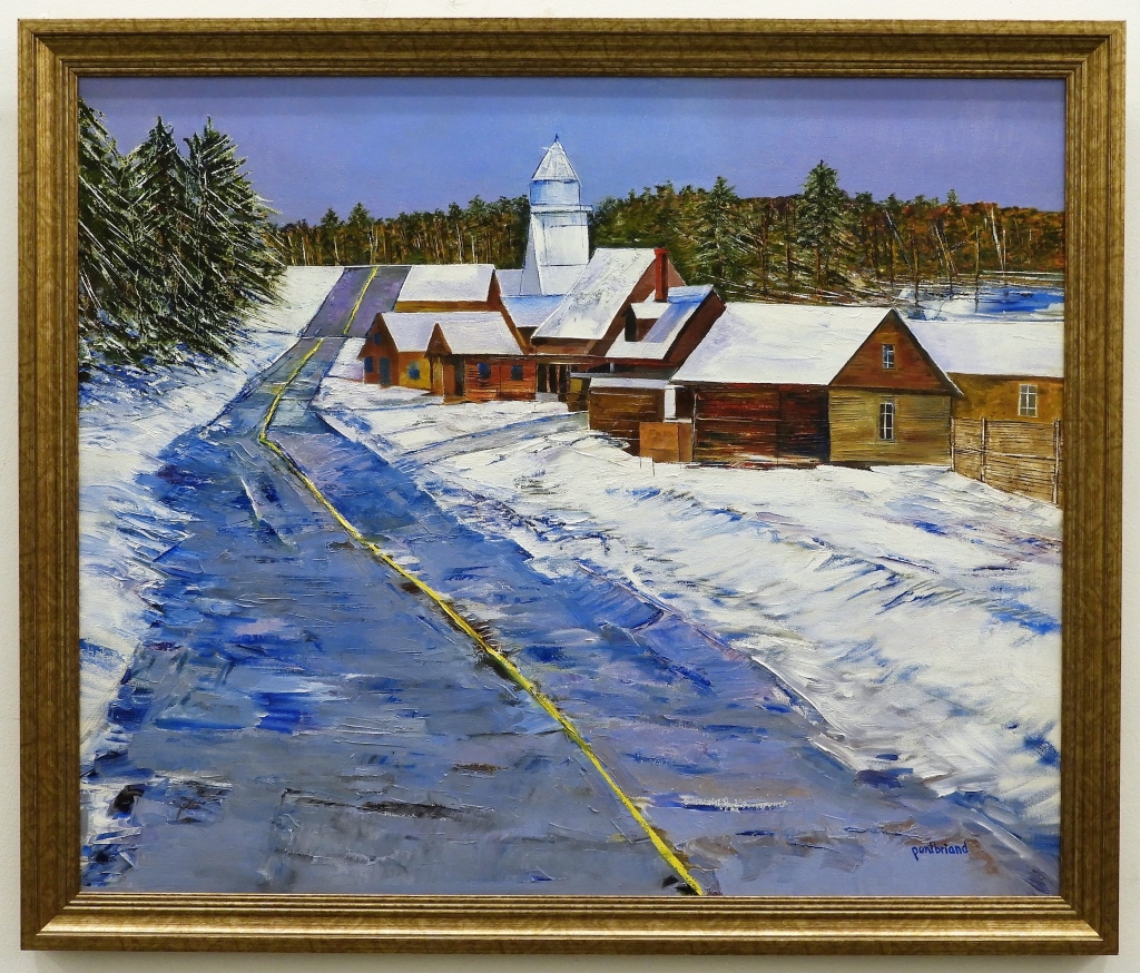 Appraisal: ROGER PONTBRIAND WINTER TOWNSCAPE PAINTING United States d Impressionist winter