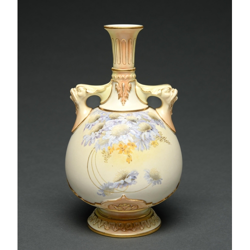 Appraisal: A Royal Worcester vase of sack shape with grotesque mask