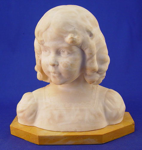 Appraisal: ALABASTER SCULPTURE BUST OF A YOUNG GIRL CHILD ''h ''w