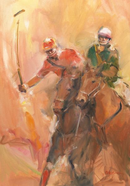 Appraisal: Gregory Kavalec American b image x Polo game Oil on