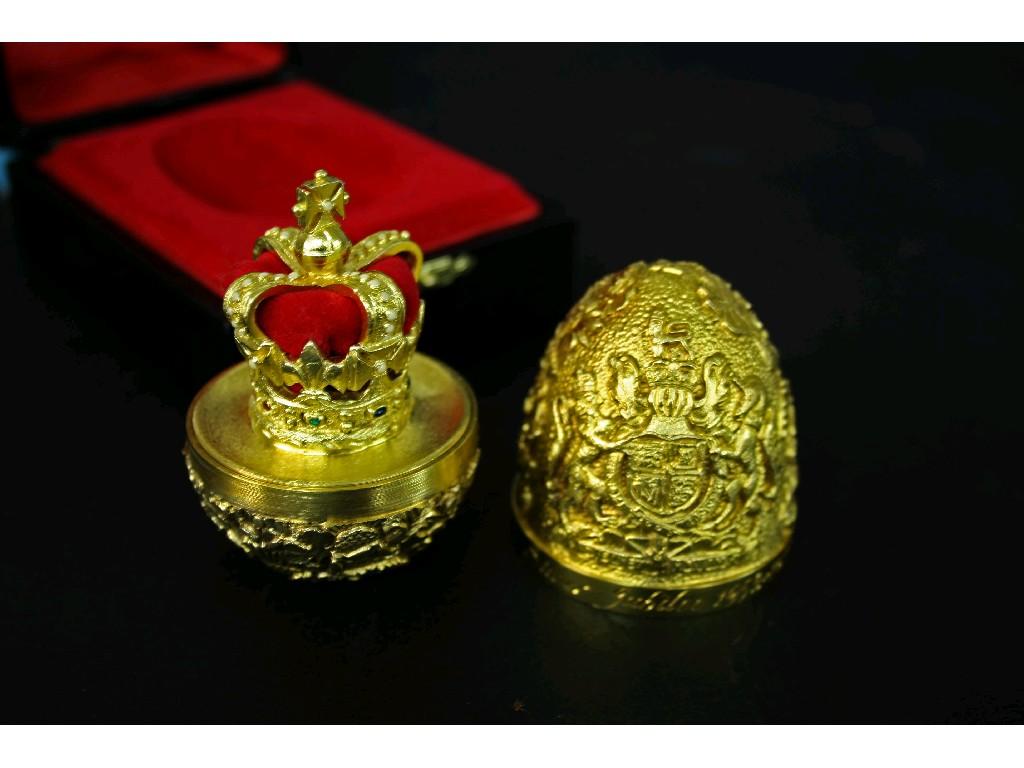 Appraisal: Stuart Devlin silver-gilt presentation egg limited edition the egg embossed