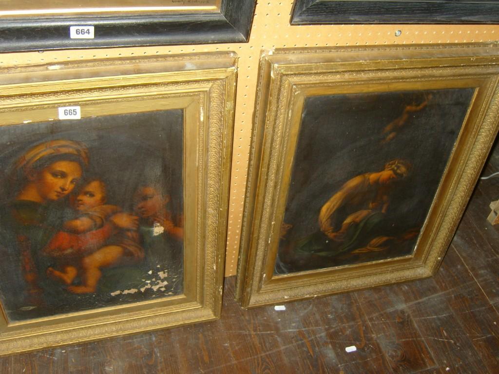 Appraisal: A pair of th century oil paintings on canvas one