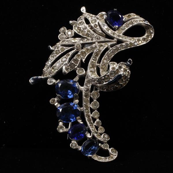 Appraisal: Trifari 'Alfred Philippe' Sapphire Blue Diamante and Pave Rhinestone Floral