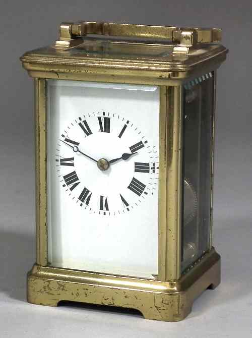 Appraisal: A late th Century French carriage clock the white enamelled