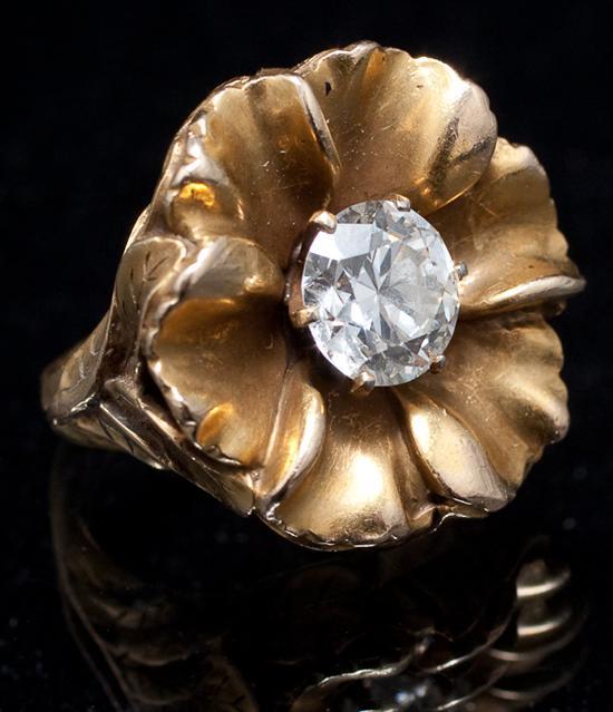 Appraisal: Diamond and K yellow gold flower-form ring designed by Carl