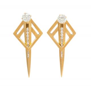 Appraisal: A Pair of Karat Yellow Gold and Diamond Stud Earrings