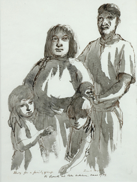 Appraisal: Russell Drysdale - Study for a Family Group ink and