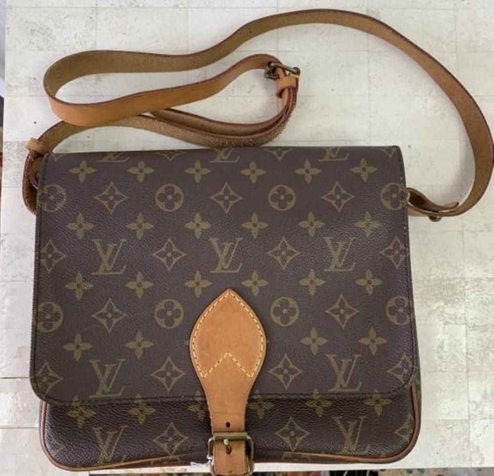 Appraisal: LOUIS VUITTON BROWN CARTOUCHIERE SHOULDER BAGLouis Vuitton brown Cartouchiere shoulder