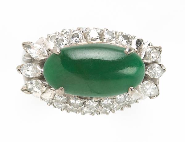 Appraisal: A jadeite jade diamond and k white gold ring estimated