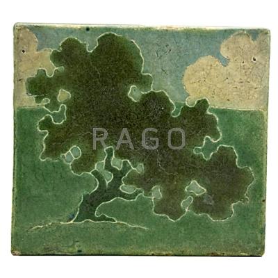 Appraisal: GRUEBY Cuenca tile oak in unusual size Boston ca Initialed