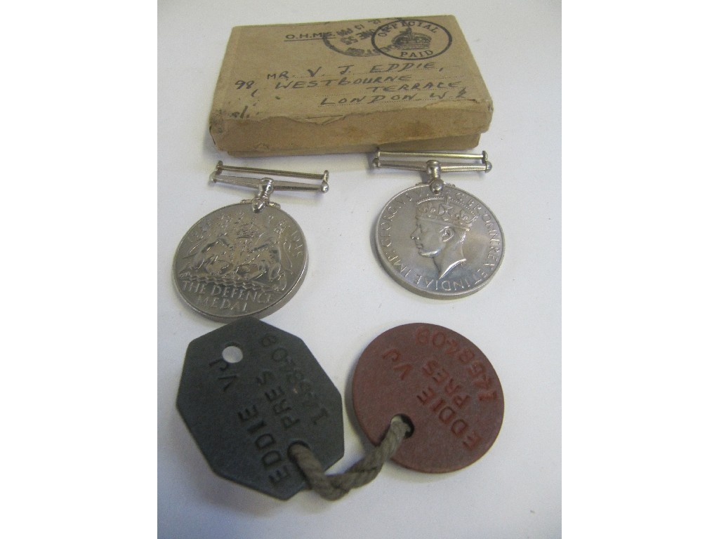 Appraisal: A WWII war medal with defence medal and a set