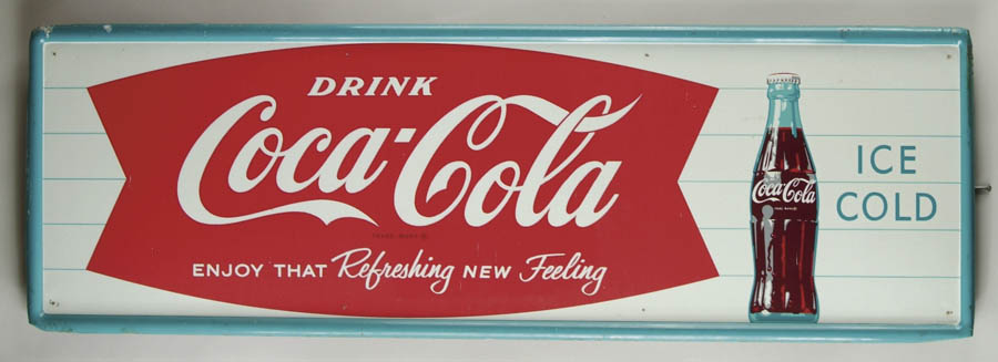 Appraisal: COCA-COLA CIRCA s TIN SIGN Fish tail signed with bobble