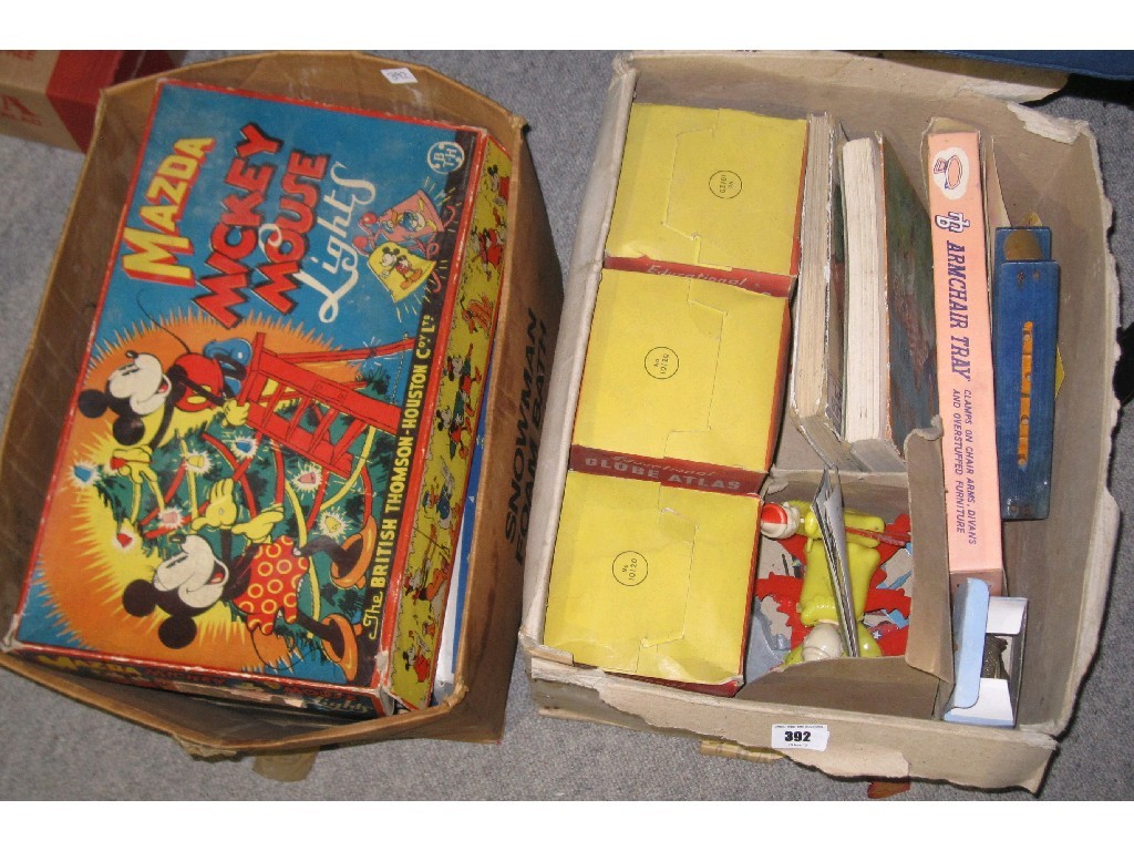 Appraisal: Lot comprising two boxes of toys Christmas lights etc