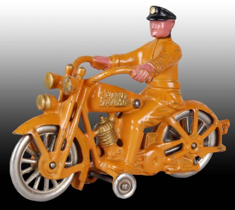 Appraisal: Cast Iron Hubley Harley Motorcycle Toy Description Policeman rider with