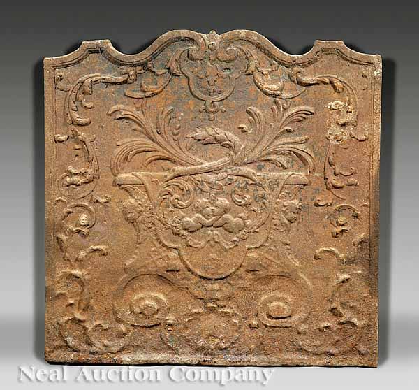 Appraisal: A French Rococo Cast Iron Fire Back probably th c