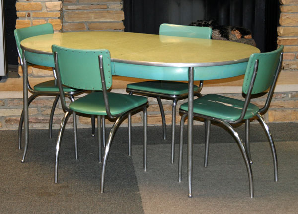 Appraisal: Howell Chromsteel s kitchen dinette table and chairs in robin's