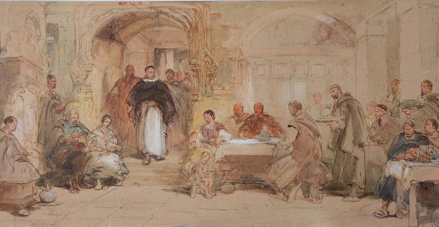 Appraisal: CHARLES CATTERMOLE - Interior scene with monks and other figures