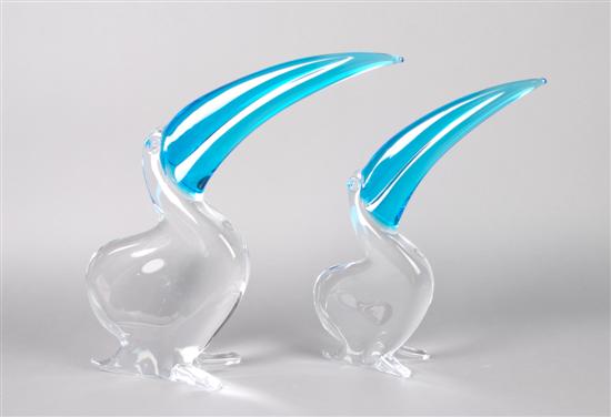 Appraisal: A Pair of Glass Toucans Height of largest inches