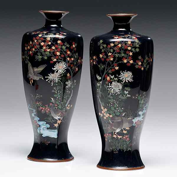 Appraisal: Japanese Cloisonn Vases Japanese late th century A pair of