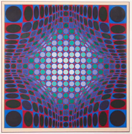 Appraisal: Victor Vasarely French Hungarian - Op-Art Abstract color screenprint ed