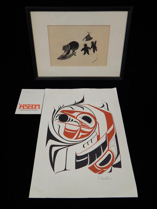 Appraisal: TRIBAL two works on paper by contemporary Northwestern coastal and