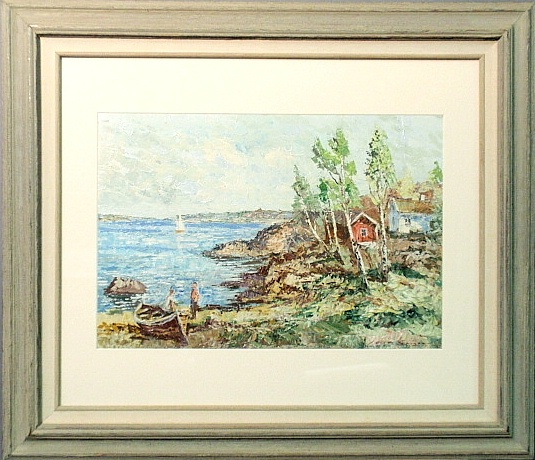 Appraisal: - Framed and matted oil painting of a bluff with