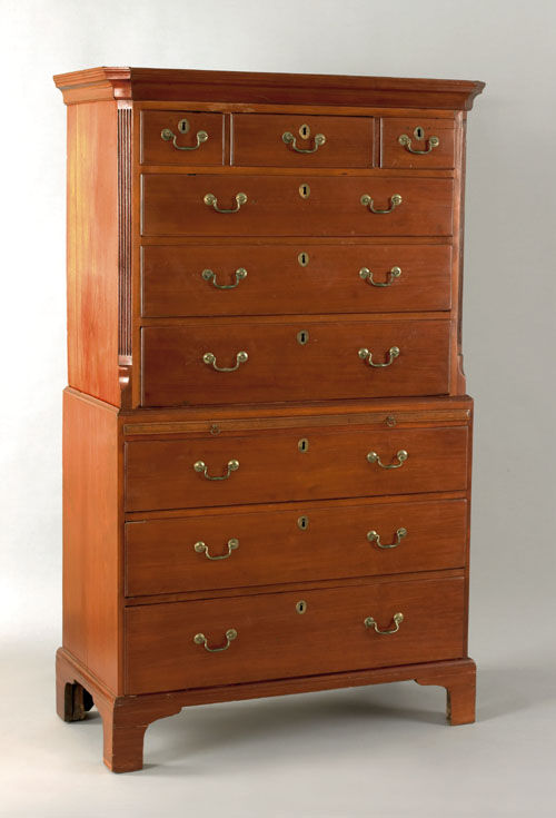 Appraisal: George III mahogany chest on chest ca with fluted and