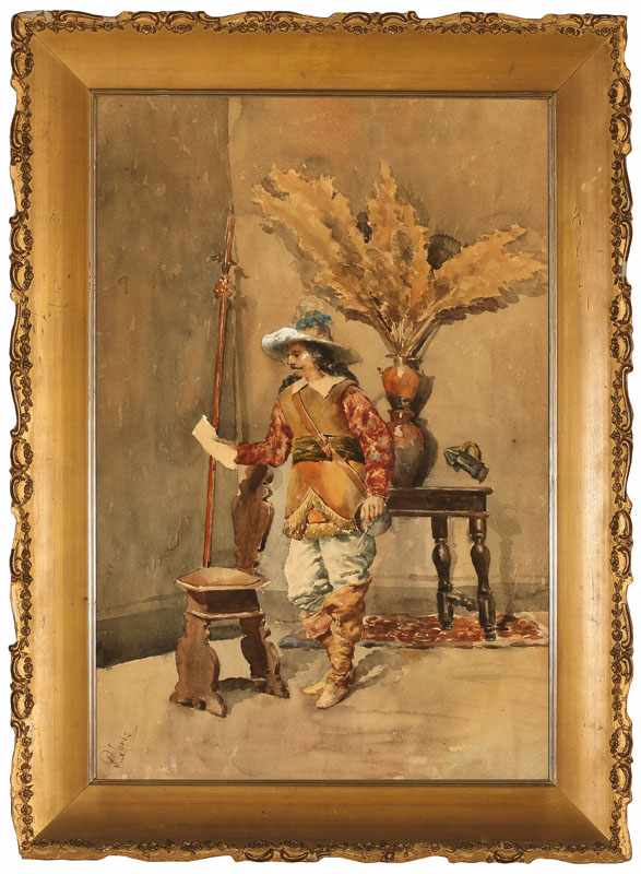 Appraisal: Pio Joris - Italian Cavalier Reading a Letter in an