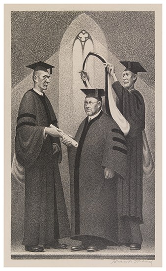 Appraisal: GRANT WOOD Honorary Degree Lithograph x mm x inches full