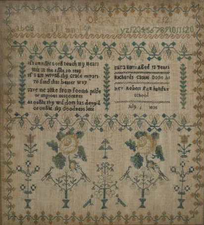 Appraisal: Sampler th c Signed Eliza Morris silk on fine linen