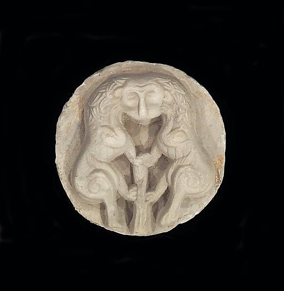 Appraisal: An Italian Romanesque carved Istrian marble roundel Venice th century