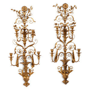 Appraisal: A Pair of Rococo Style Five Light Giltwood and Gilt