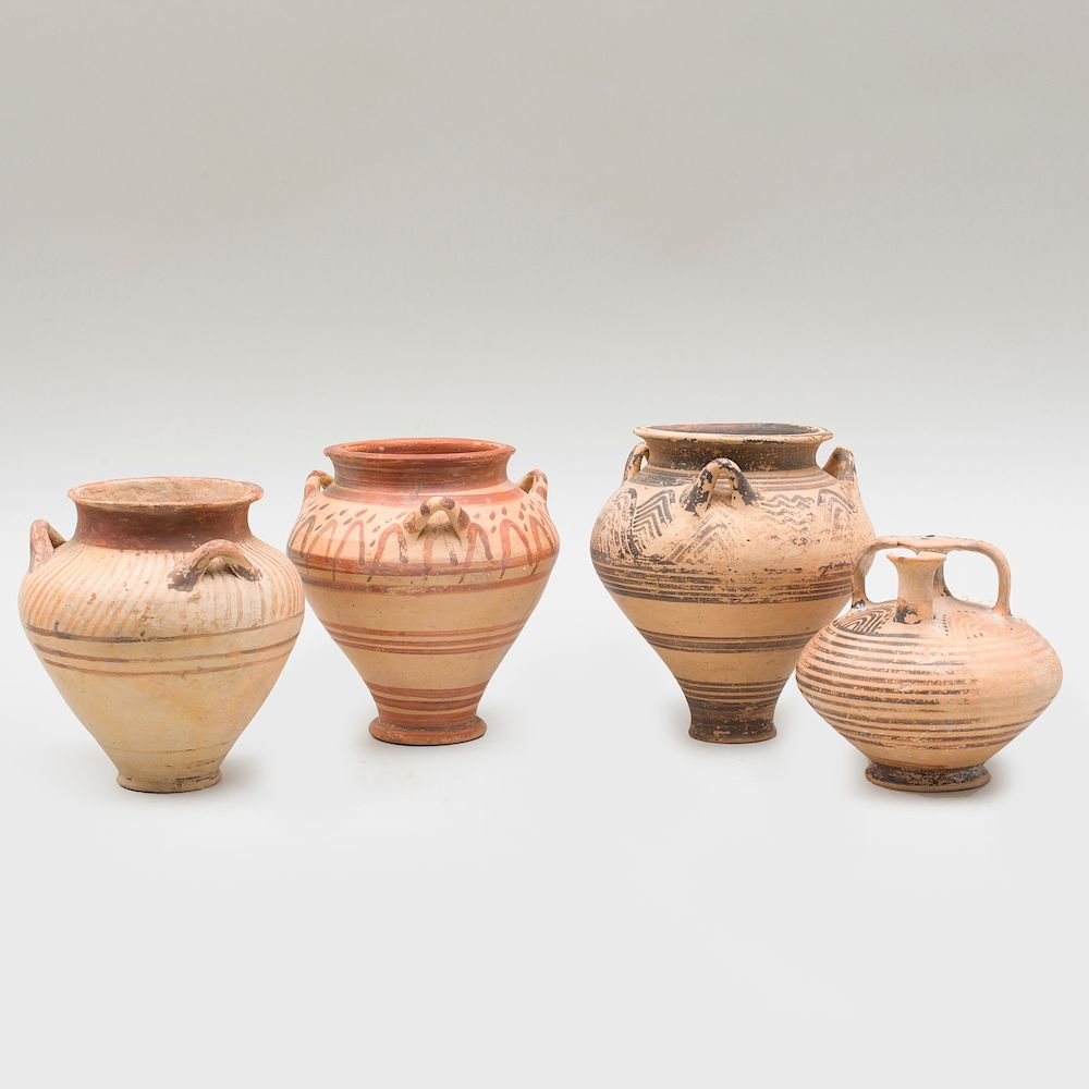 Appraisal: Group of Four Mycenaean Painted Pottery Jars Group of Four