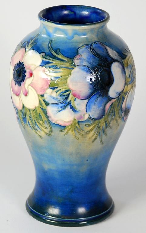 Appraisal: EARLY WALTER MOORCROFT ANENOME PATTERN TUBE LINED POTTERY VASE footed