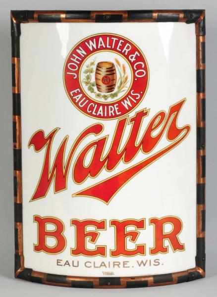 Appraisal: Walter Beer Curved Vitrolite Sign Includes original copper flash framework