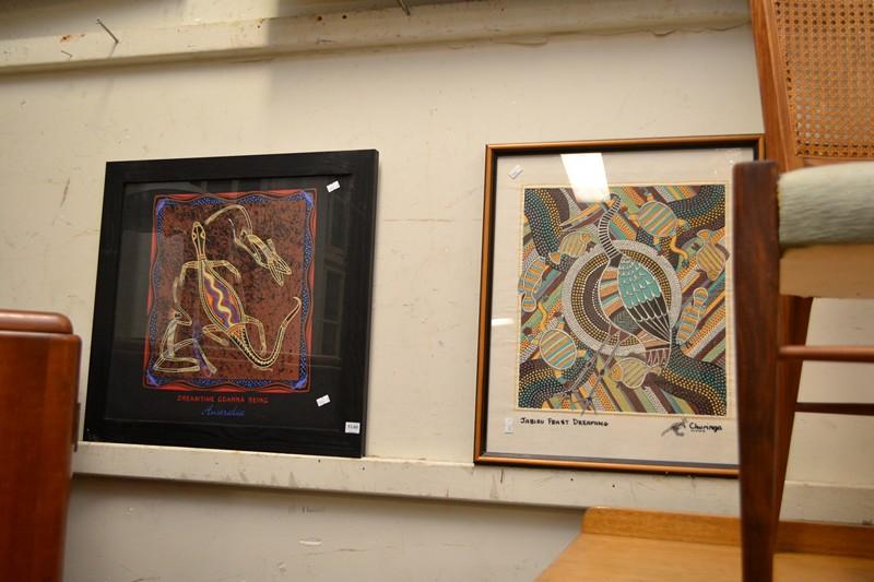 Appraisal: A PAIR OF ABORIGINAL FRAMED WORKS A PAIR OF ABORIGINAL