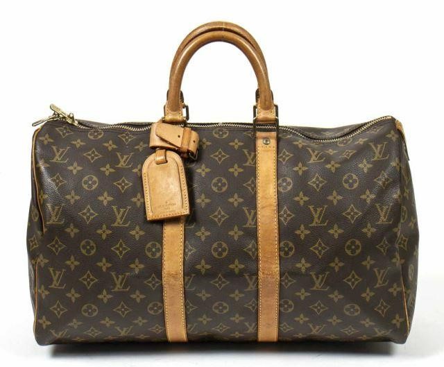 Appraisal: Louis Vuitton Keepall duffle bag in brown and tan monogram