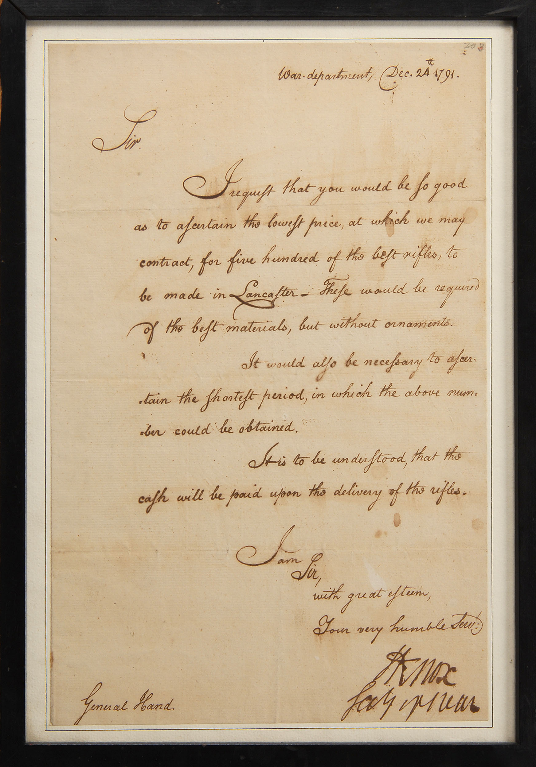 Appraisal: FRAMED L S HENRY KNOX AS U S SECRETARY OF