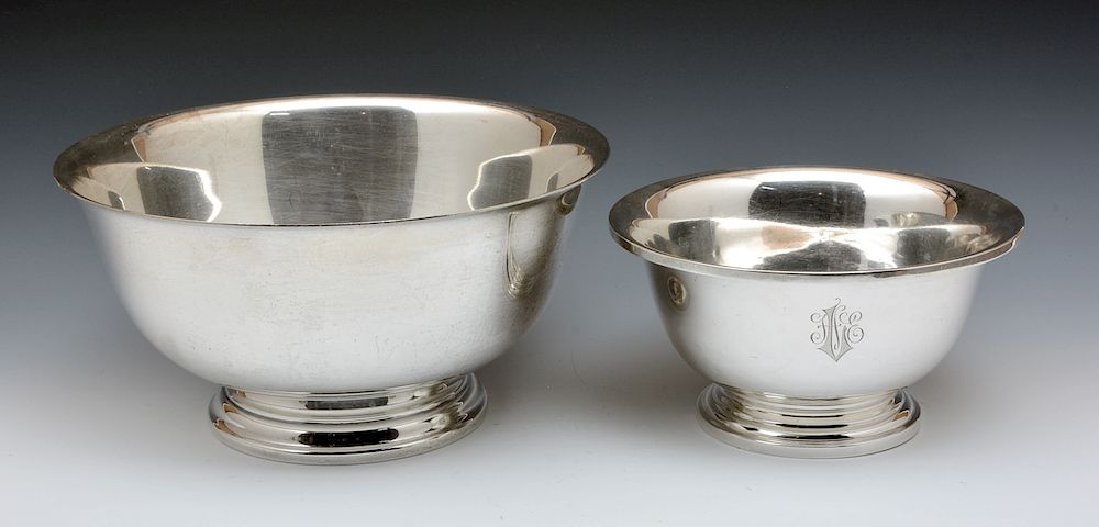 Appraisal: Two Dominick Haff Paul Revere style bowls Two Dominick Haff