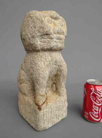 Appraisal: Early folk art stone carving cat '' Ht