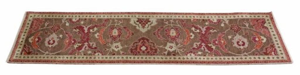 Appraisal: Hand-tied Peshawar wool runner approx ' l ' w Please