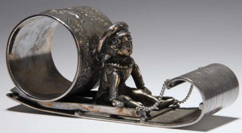 Appraisal: Kate Greenaway Boy Figural Napkin Ring Description Kate Greenaway boy