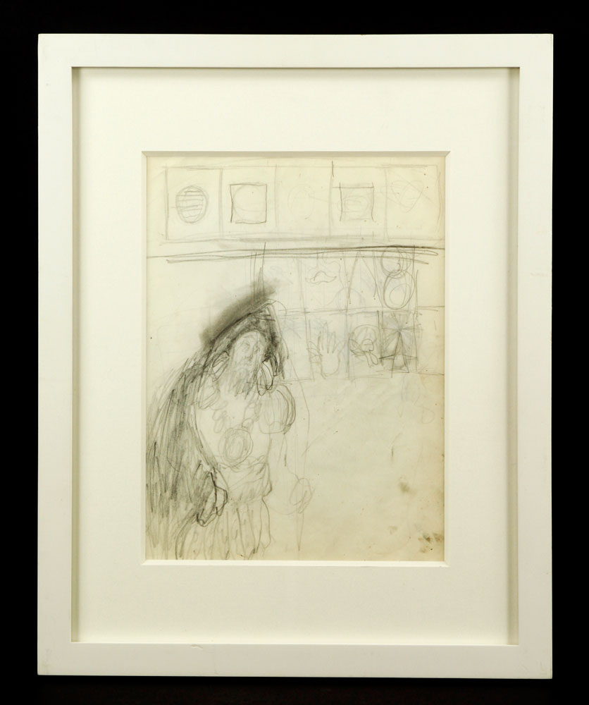 Appraisal: - de Kooning Figure Pencil Drawing Elaine de Kooning -