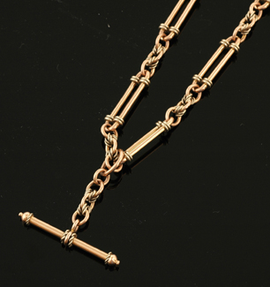 Appraisal: A gold Albert chain The hand crafted ct rose and