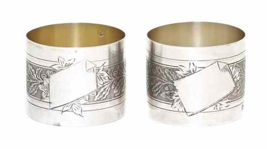 Appraisal: A Pair of French Silver Napkin Rings Victor Demare each